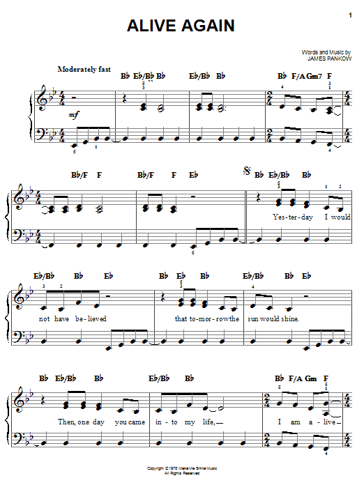 Download Chicago Alive Again Sheet Music and learn how to play Easy Piano PDF digital score in minutes