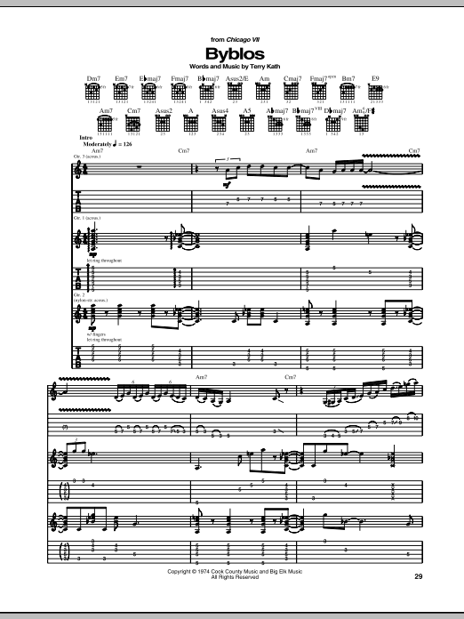 Download Chicago Byblos Sheet Music and learn how to play Guitar Tab PDF digital score in minutes