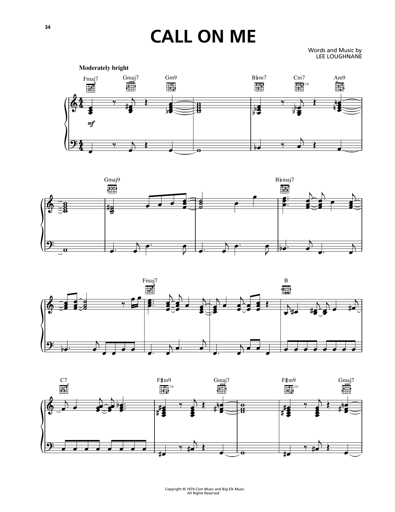 Download Chicago Call On Me Sheet Music and learn how to play Piano, Vocal & Guitar (Right-Hand Melody) PDF digital score in minutes