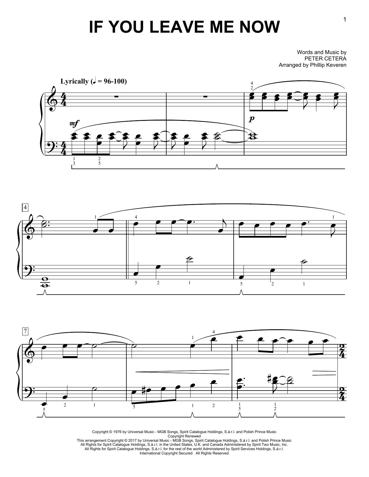 Download Phillip Keveren If You Leave Me Now Sheet Music and learn how to play Easy Piano PDF digital score in minutes