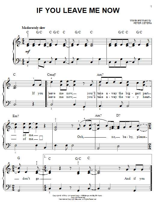 Download Chicago If You Leave Me Now Sheet Music and learn how to play Clarinet PDF digital score in minutes
