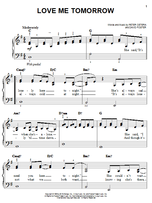 Download Chicago Love Me Tomorrow Sheet Music and learn how to play Easy Piano PDF digital score in minutes