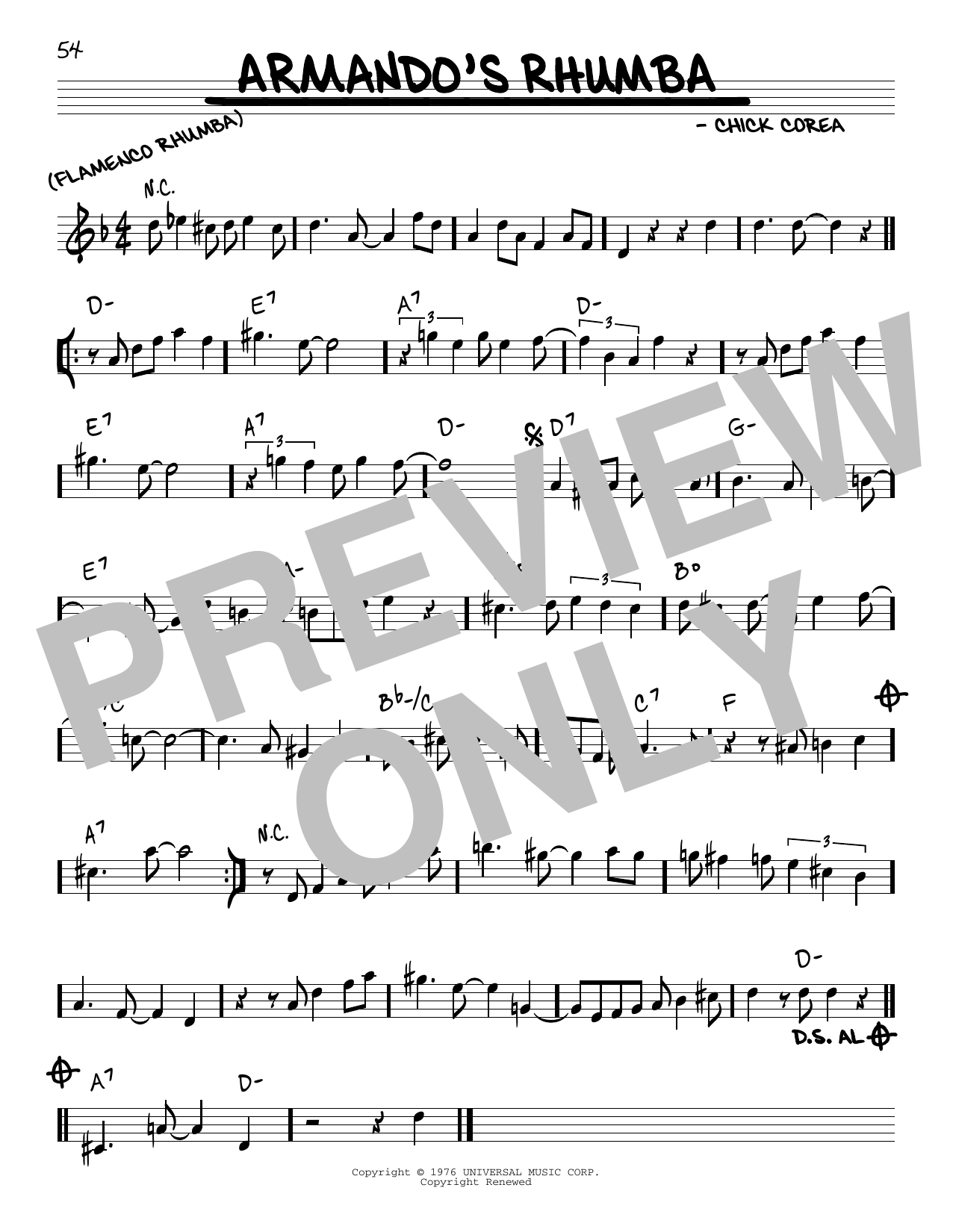 Download Chick Corea Armando's Rhumba Sheet Music and learn how to play Real Book – Melody & Chords PDF digital score in minutes