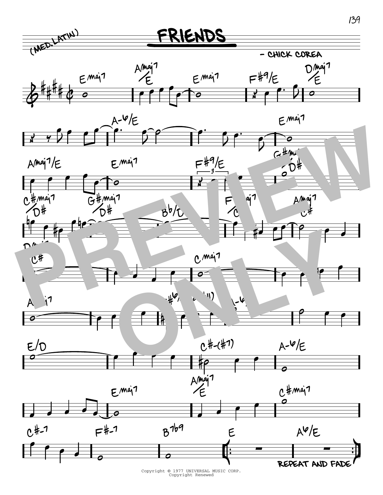 Download Chick Corea Friends Sheet Music and learn how to play Real Book – Melody & Chords PDF digital score in minutes