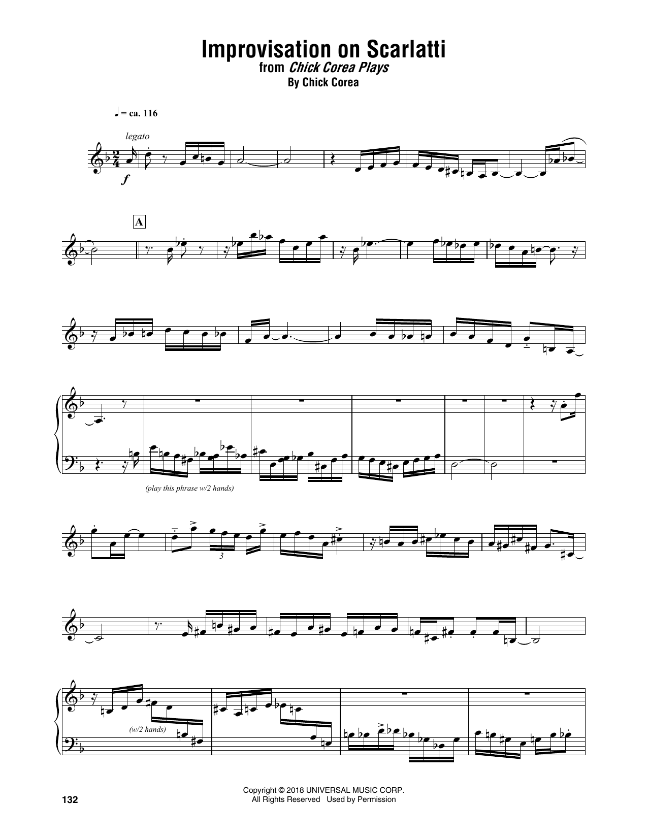 Download Chick Corea Improvisation On Scarlatti Sheet Music and learn how to play Piano Transcription PDF digital score in minutes