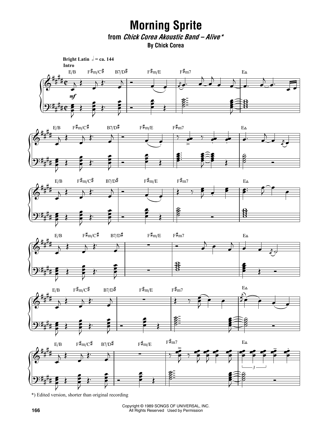 Download Chick Corea Morning Sprite Sheet Music and learn how to play Piano Transcription PDF digital score in minutes