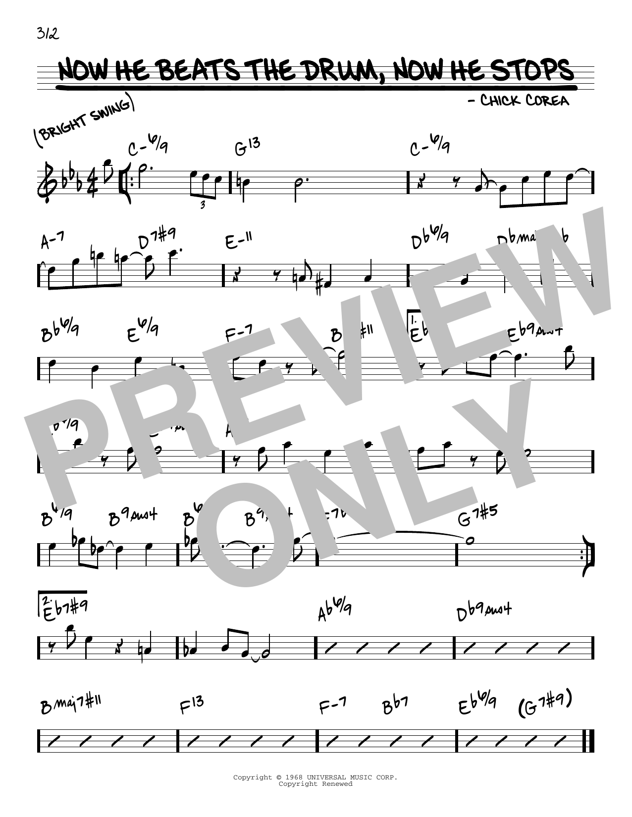 Download Chick Corea Now He Beats The Drum, Now He Stops Sheet Music and learn how to play Real Book – Melody & Chords PDF digital score in minutes