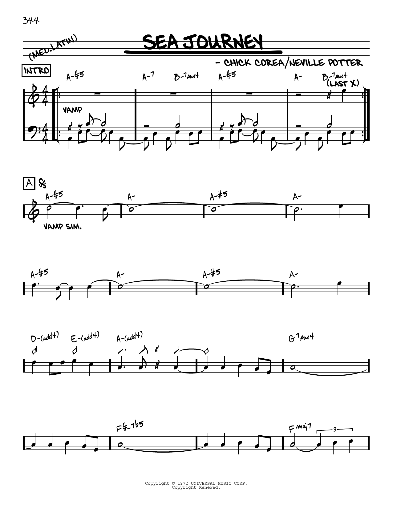 Download Chick Corea Sea Journey [Reharmonized version] (arr. Jack Grassel) Sheet Music and learn how to play Real Book – Melody & Chords PDF digital score in minutes