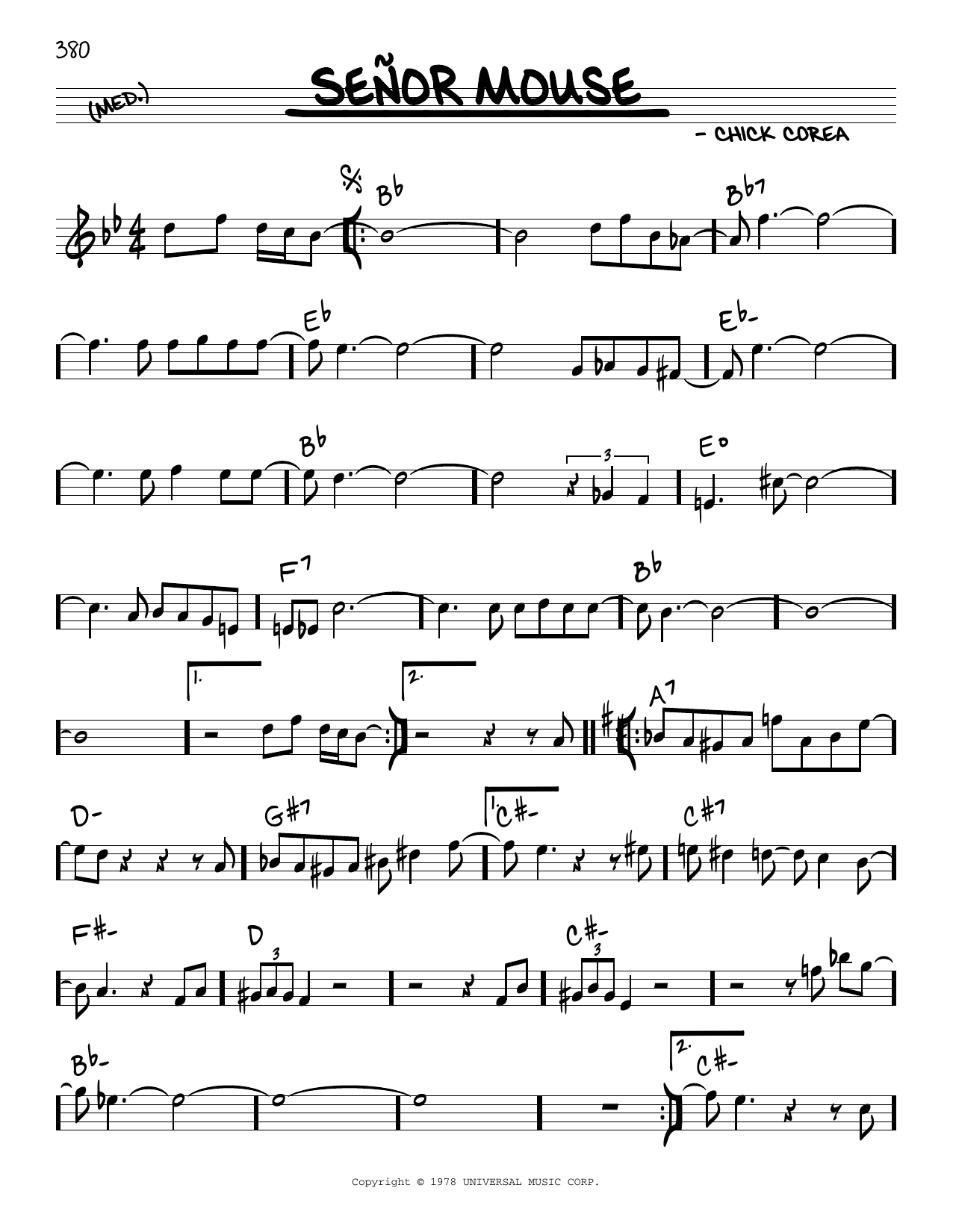 Download Chick Corea Señor Mouse Sheet Music and learn how to play Real Book – Melody & Chords PDF digital score in minutes