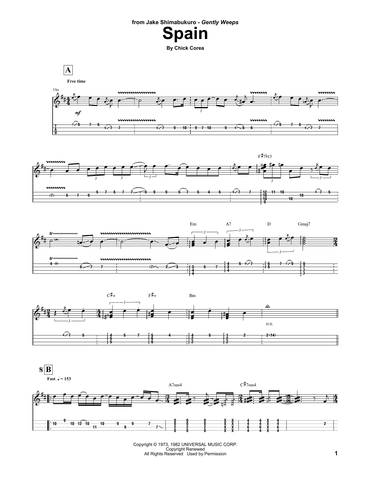 Download Chick Corea Spain Sheet Music and learn how to play Real Book – Melody & Chords PDF digital score in minutes