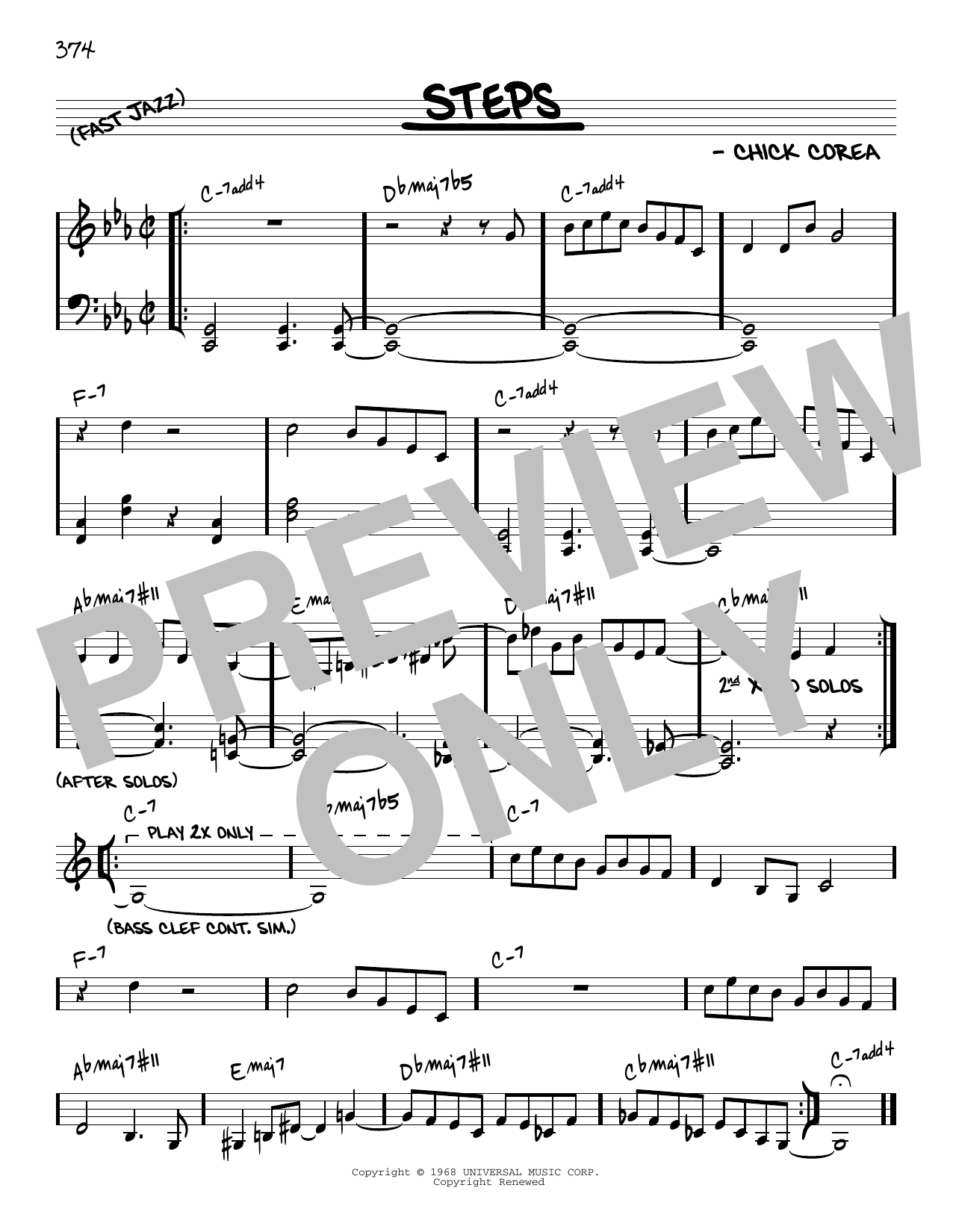 Download Chick Corea Steps [Reharmonized version] (arr. Jack Grassel) Sheet Music and learn how to play Real Book – Melody & Chords PDF digital score in minutes