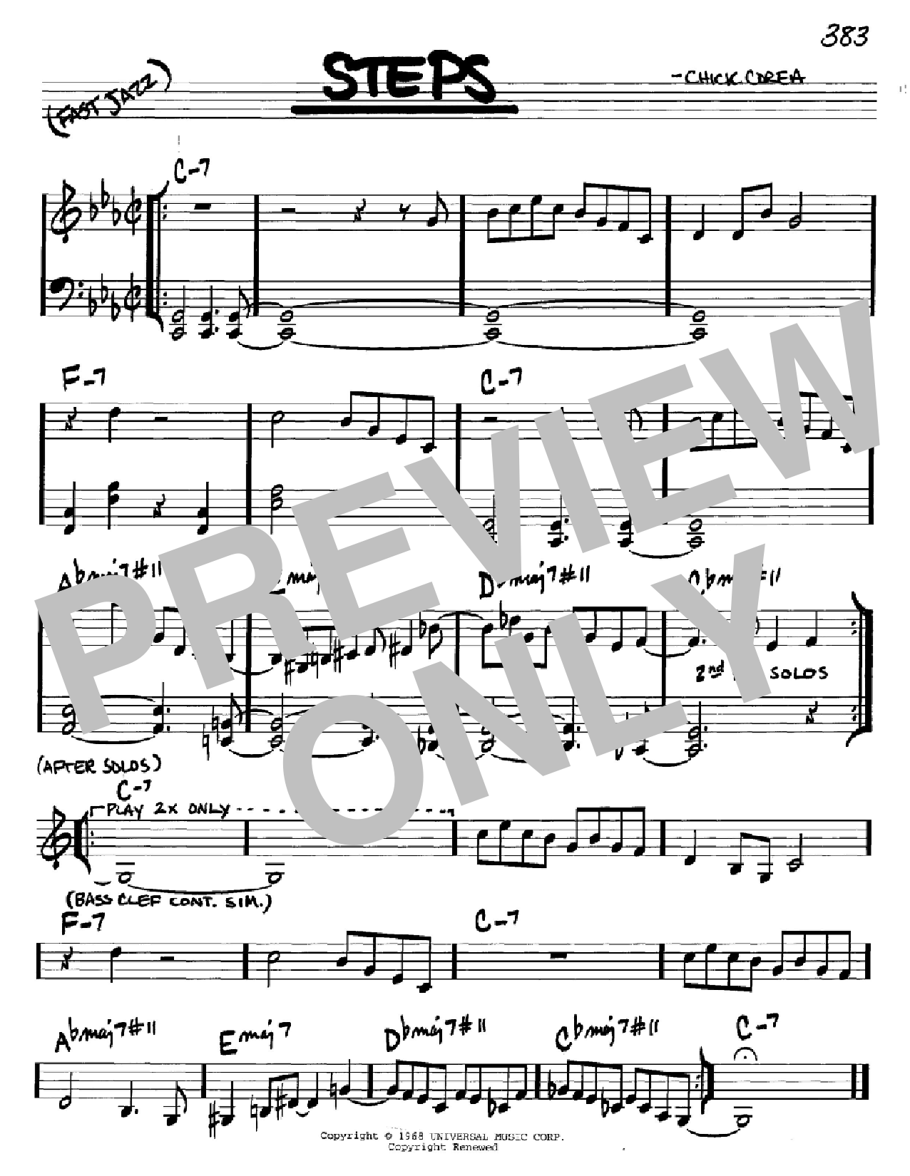 Download Chick Corea Steps Sheet Music and learn how to play Real Book – Melody & Chords – Bass Clef Instruments PDF digital score in minutes