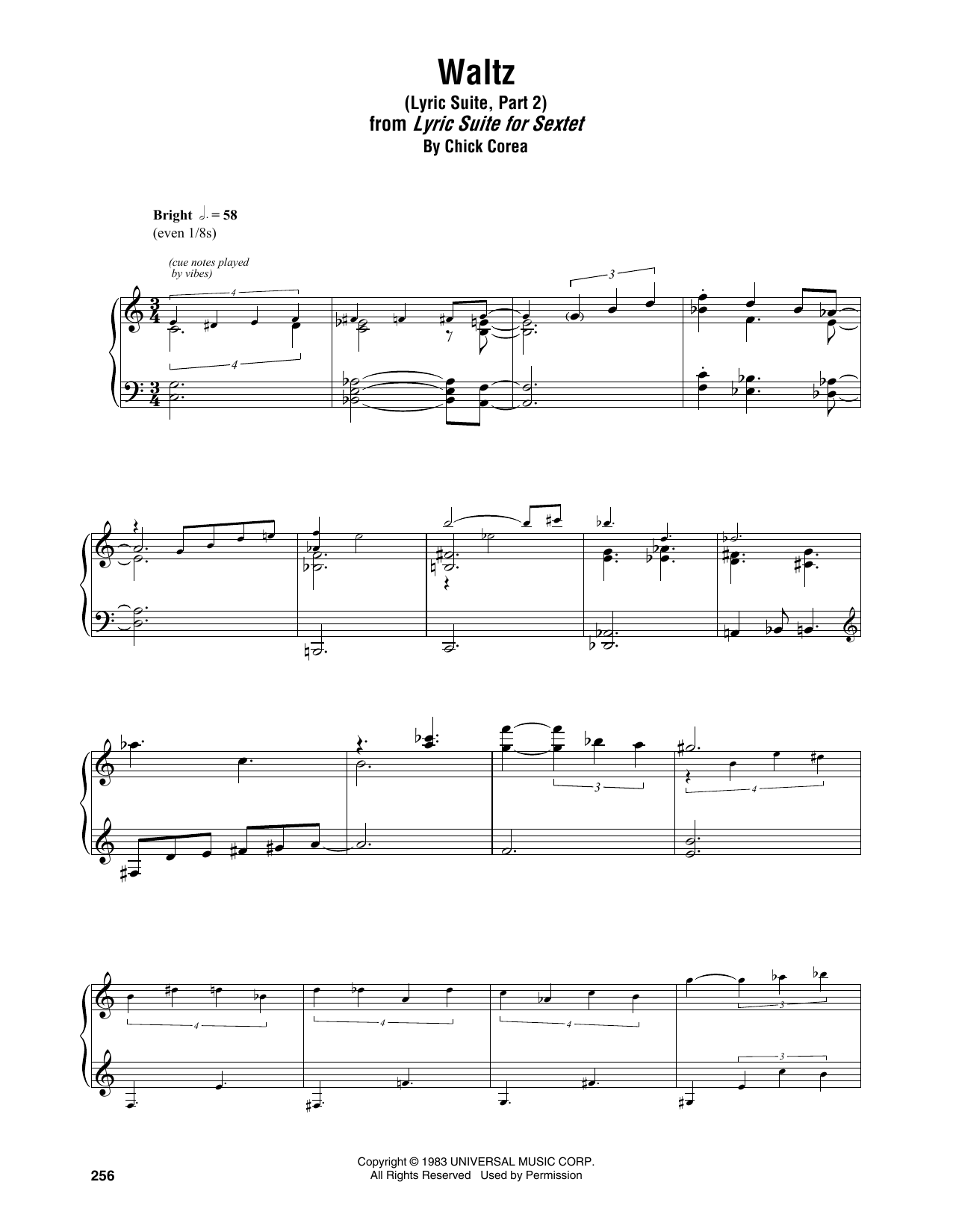 Download Chick Corea Waltz (Lyric Suite, Part 2) Sheet Music and learn how to play Piano Transcription PDF digital score in minutes