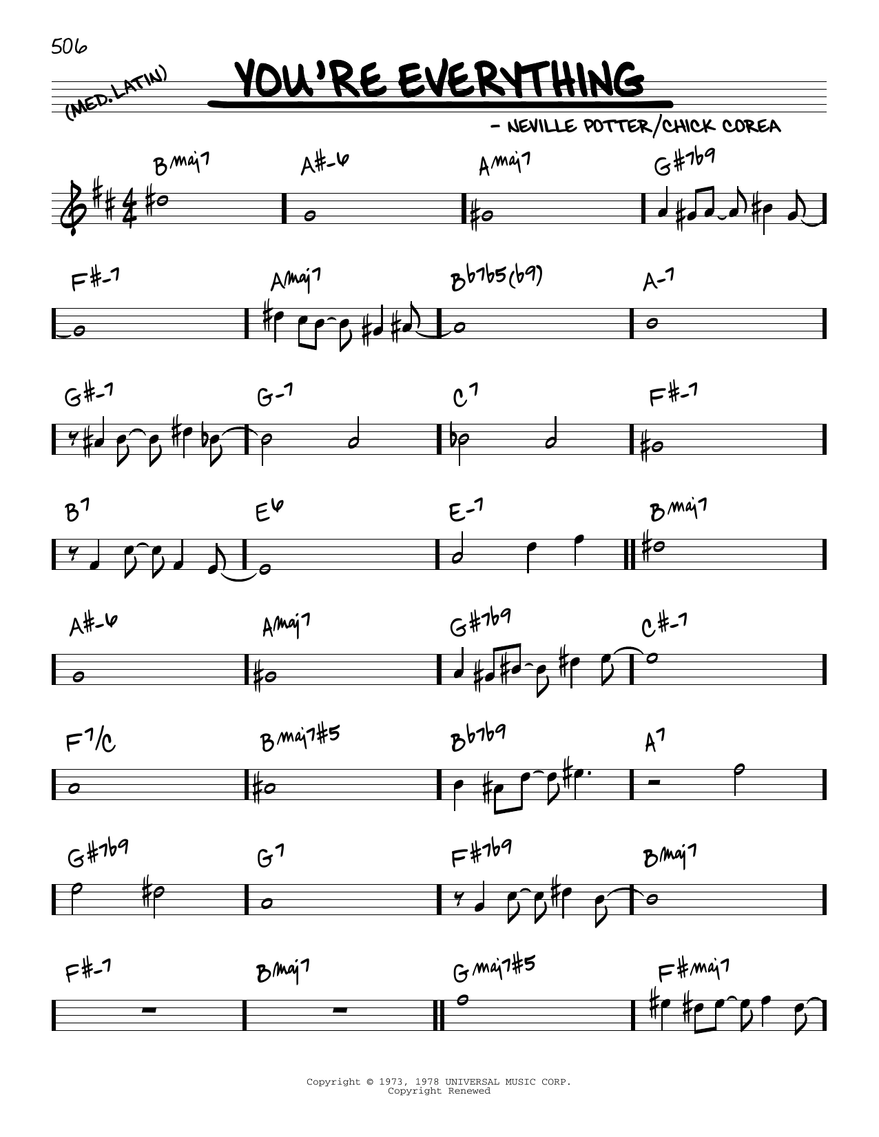 Download Chick Corea You're Everything Sheet Music and learn how to play Real Book – Melody & Chords PDF digital score in minutes