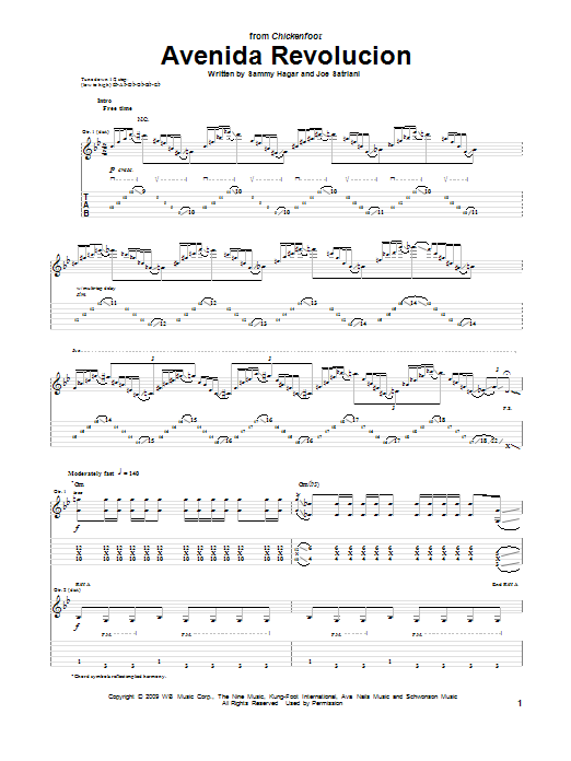 Download Chickenfoot Avenida Revolucion Sheet Music and learn how to play Guitar Tab PDF digital score in minutes