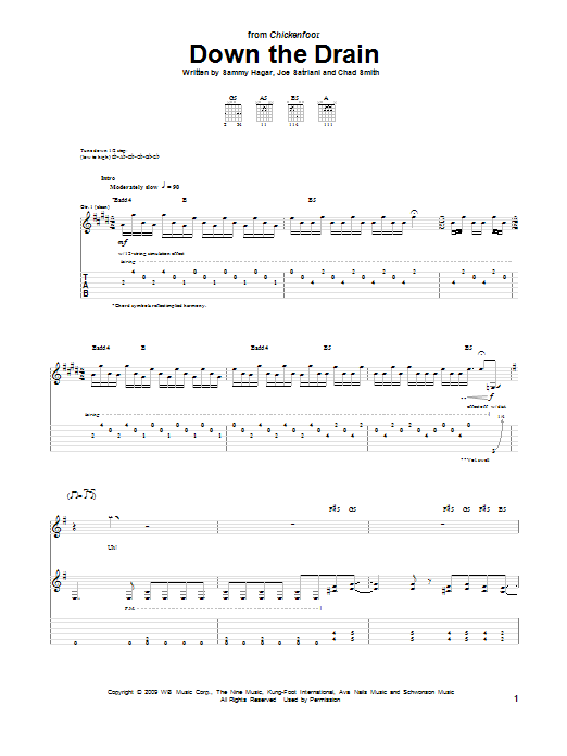 Download Chickenfoot Down The Drain Sheet Music and learn how to play Guitar Tab PDF digital score in minutes