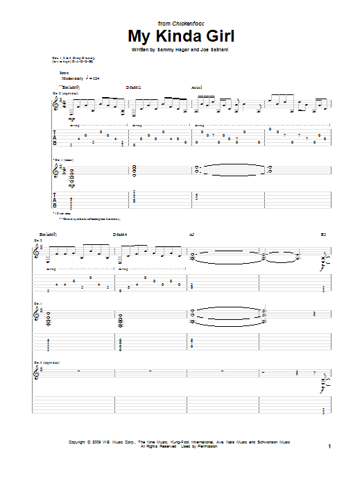 Download Chickenfoot My Kinda Girl Sheet Music and learn how to play Guitar Tab PDF digital score in minutes