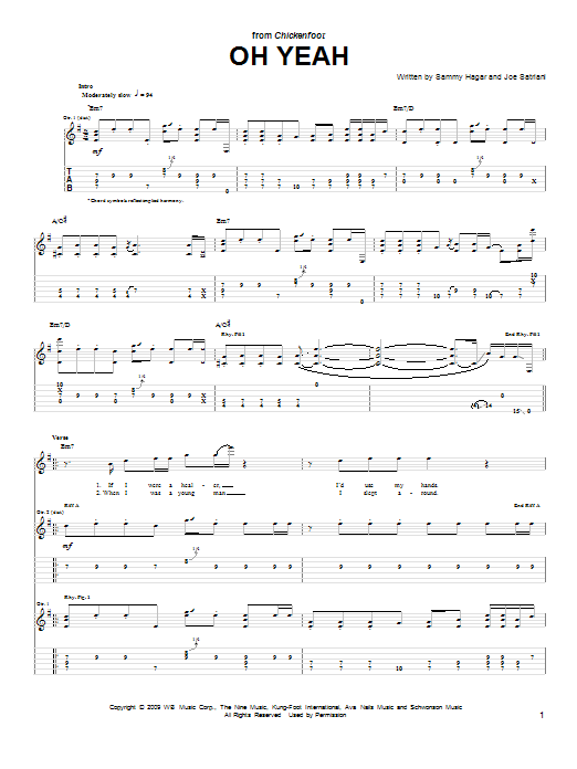 Download Chickenfoot Oh Yeah Sheet Music and learn how to play Guitar Tab PDF digital score in minutes