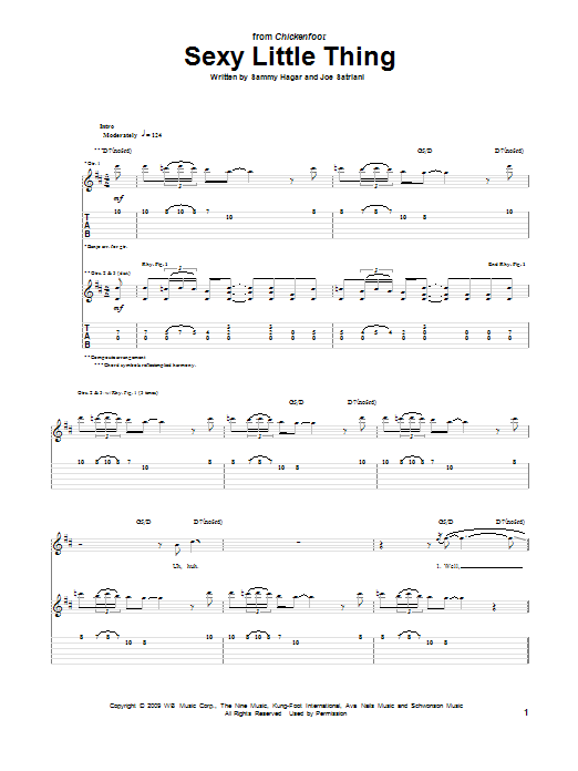 Download Chickenfoot Sexy Little Thing Sheet Music and learn how to play Guitar Tab PDF digital score in minutes