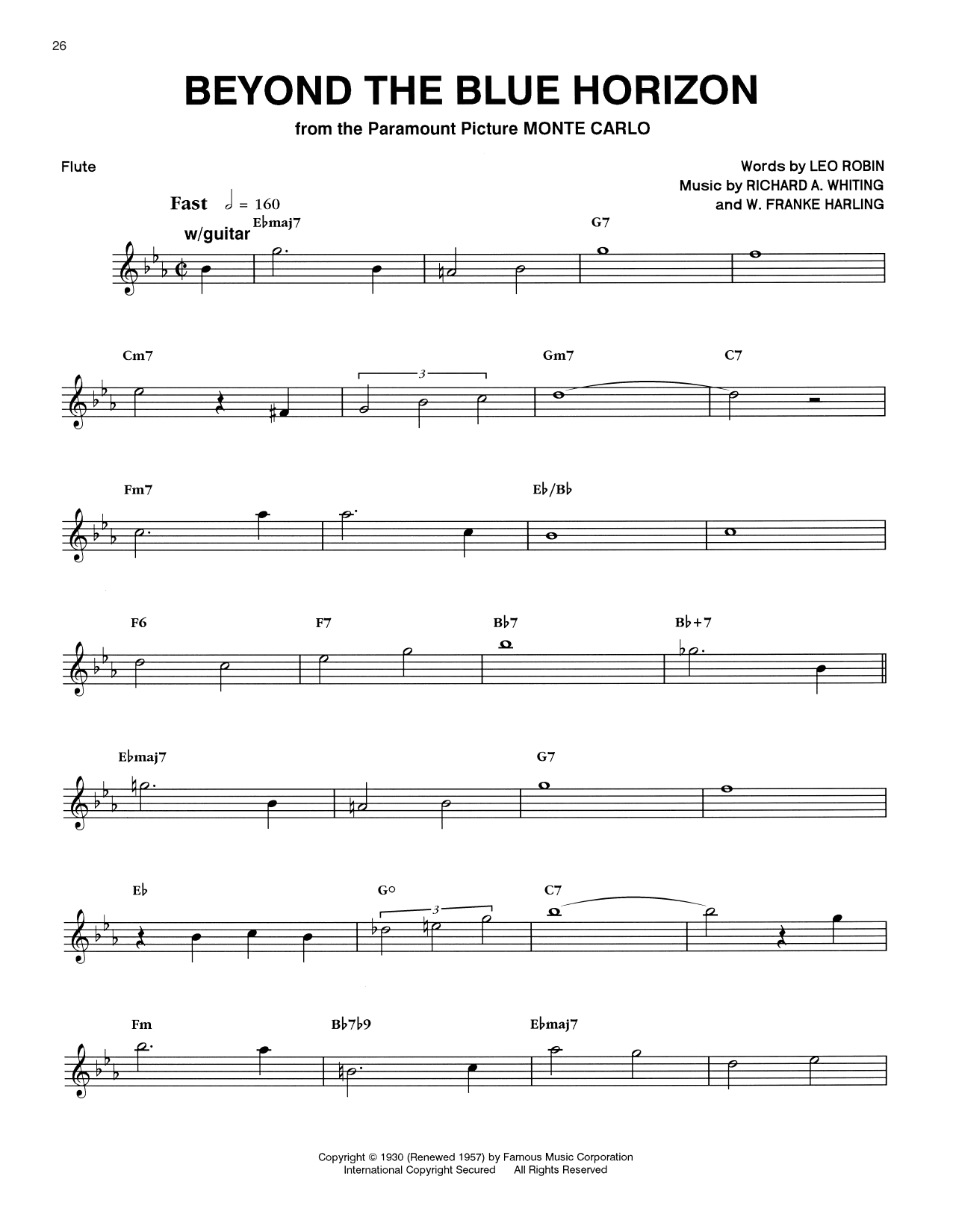 Download Chico Hamilton Beyond The Blue Horizon Sheet Music and learn how to play Flute Transcription PDF digital score in minutes