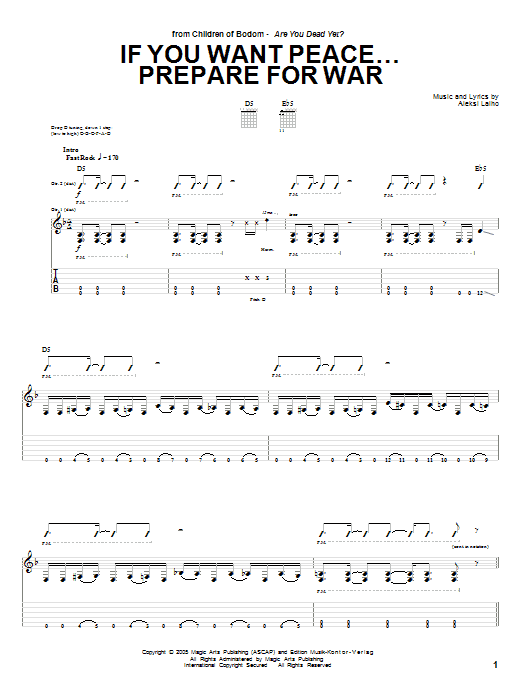 Download Children Of Bodom If You Want Peace... Prepare For War Sheet Music and learn how to play Guitar Tab PDF digital score in minutes