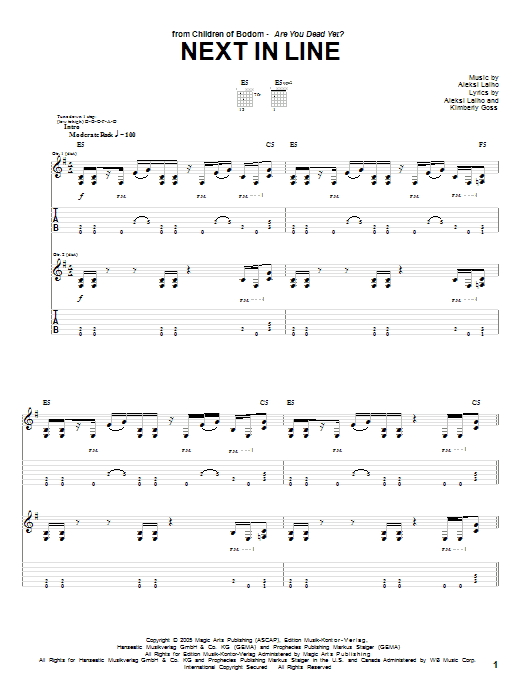 Download Children Of Bodom Next In Line Sheet Music and learn how to play Guitar Tab PDF digital score in minutes