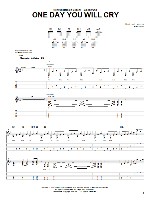Download Children Of Bodom One Day You Will Cry Sheet Music and learn how to play Guitar Tab PDF digital score in minutes
