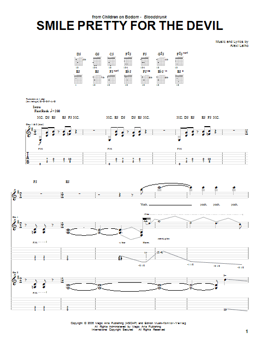 Download Children Of Bodom Smile Pretty For The Devil Sheet Music and learn how to play Guitar Tab PDF digital score in minutes
