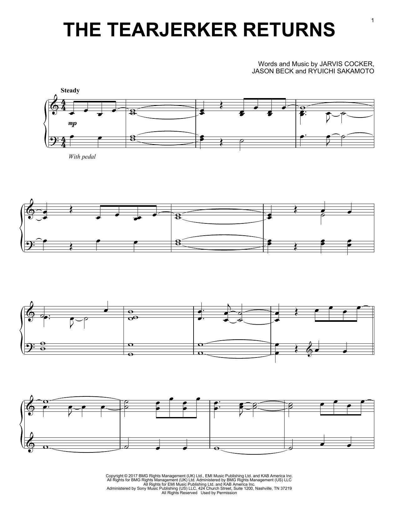 Download Chilly Gonzales & Jarvis Cocker The Tearjerker Returns Sheet Music and learn how to play Easy Piano PDF digital score in minutes