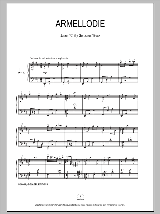 Download Chilly Gonzales Armellodie Sheet Music and learn how to play Piano PDF digital score in minutes