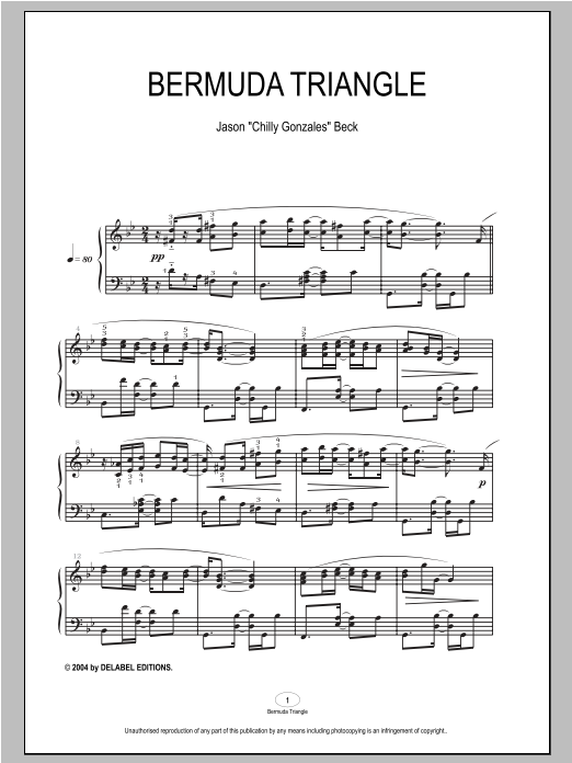 Download Chilly Gonzales Bermuda Triangle Sheet Music and learn how to play Piano PDF digital score in minutes