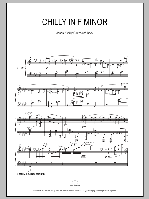 Download Chilly Gonzales Chilly In F Minor Sheet Music and learn how to play Piano PDF digital score in minutes