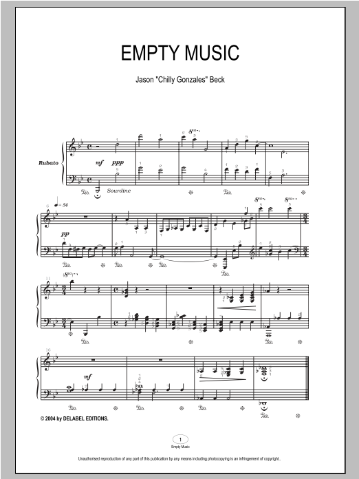 Download Chilly Gonzales Empty Music Sheet Music and learn how to play Piano PDF digital score in minutes