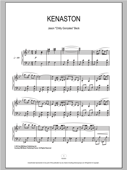 Download Chilly Gonzales Kenaston Sheet Music and learn how to play Piano PDF digital score in minutes