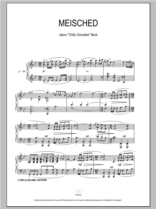 Download Chilly Gonzales Meisched Sheet Music and learn how to play Piano PDF digital score in minutes