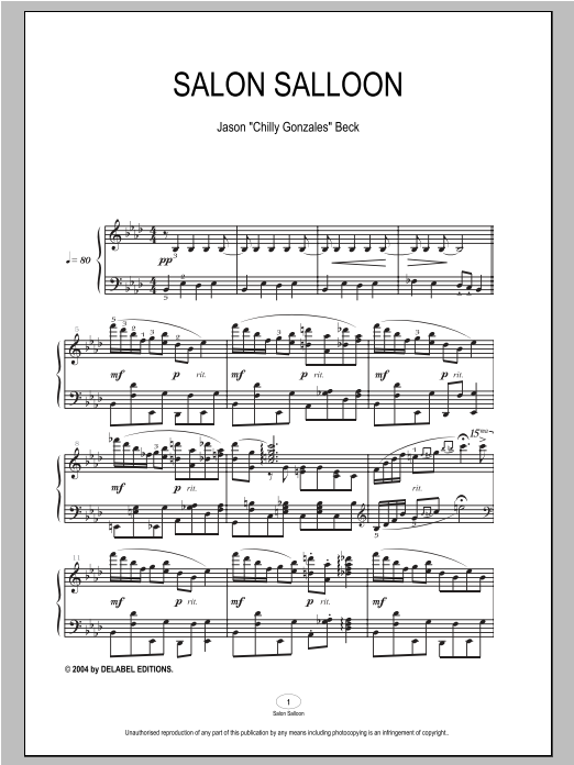 Download Chilly Gonzales Salon Salloon Sheet Music and learn how to play Piano PDF digital score in minutes
