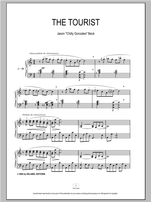 Download Chilly Gonzales The Tourist Sheet Music and learn how to play Piano PDF digital score in minutes