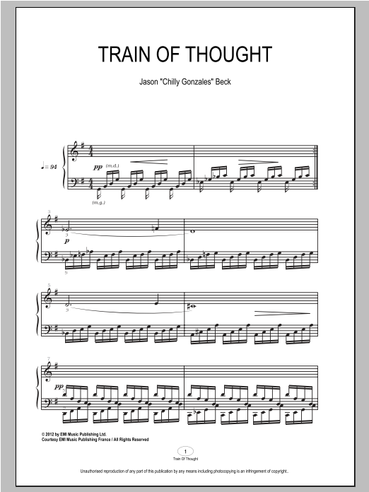 Download Chilly Gonzales Train Of Thought Sheet Music and learn how to play Piano PDF digital score in minutes