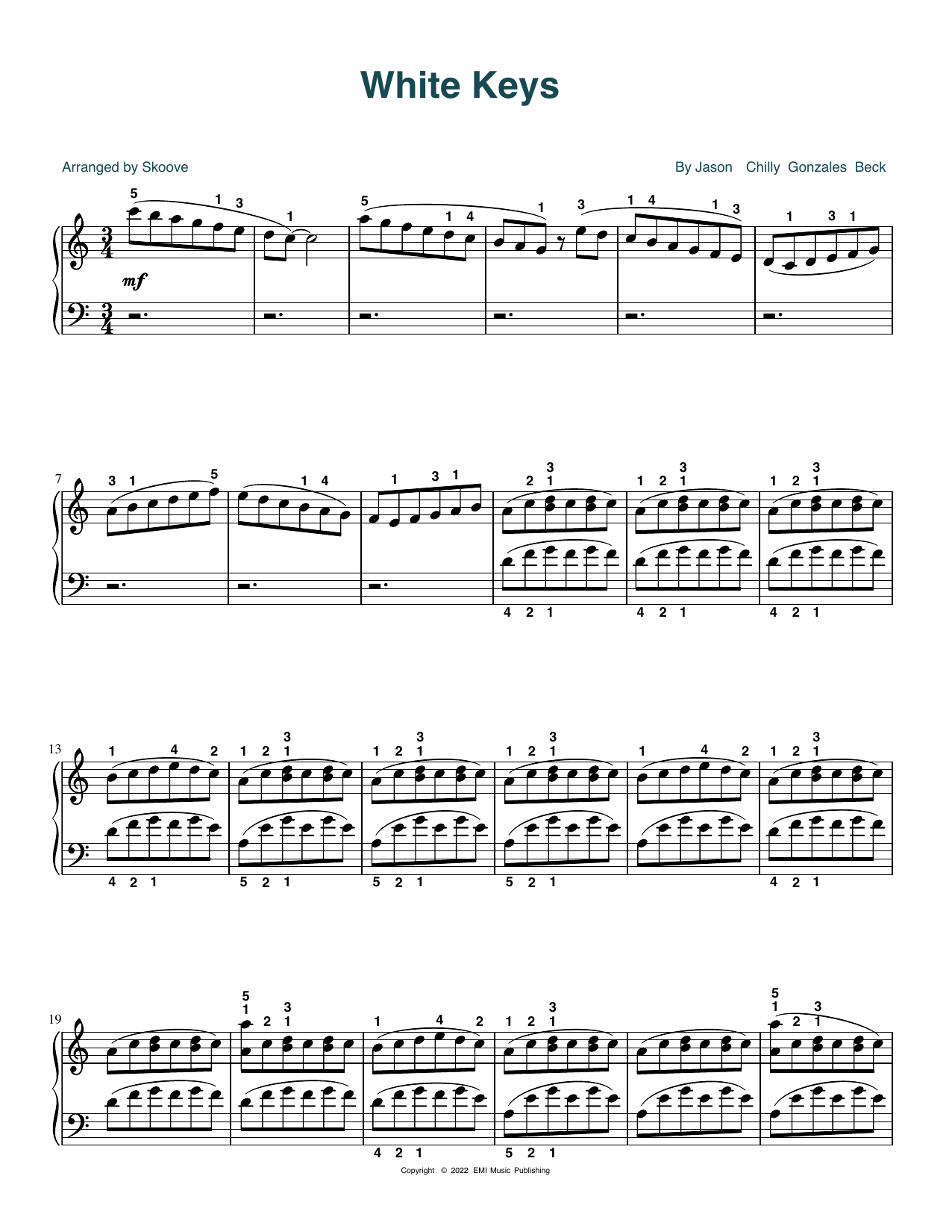Download Chilly Gonzales White Keys (arr. Skoove) Sheet Music and learn how to play Piano Solo PDF digital score in minutes