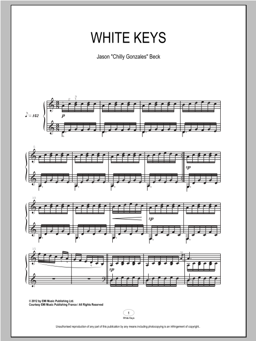 Download Chilly Gonzales White Keys Sheet Music and learn how to play Piano PDF digital score in minutes