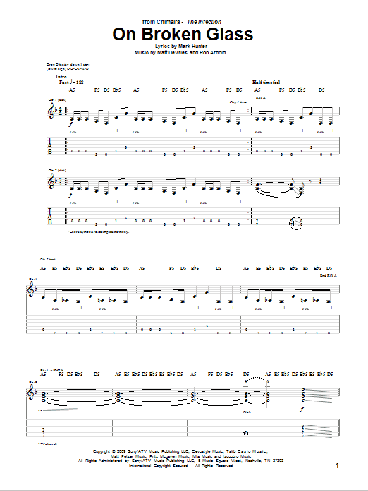 Download Chimaira On Broken Glass Sheet Music and learn how to play Guitar Tab PDF digital score in minutes