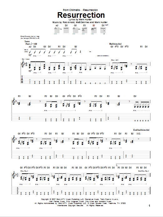 Download Chimaira Resurrection Sheet Music and learn how to play Guitar Tab PDF digital score in minutes