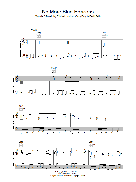 Download China Crisis No More Blue Horizons Sheet Music and learn how to play Piano, Vocal & Guitar PDF digital score in minutes
