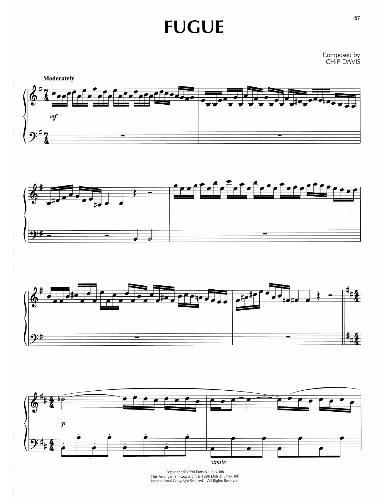 Download Chip Davis Fugue Sheet Music and learn how to play Piano Solo PDF digital score in minutes