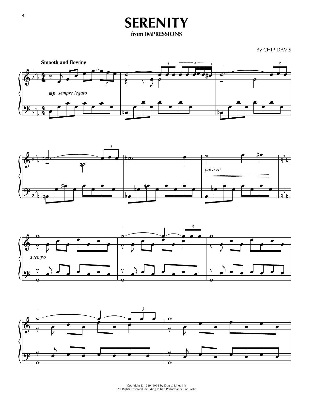 Download Chip Davis Serenity Sheet Music and learn how to play Piano Solo PDF digital score in minutes