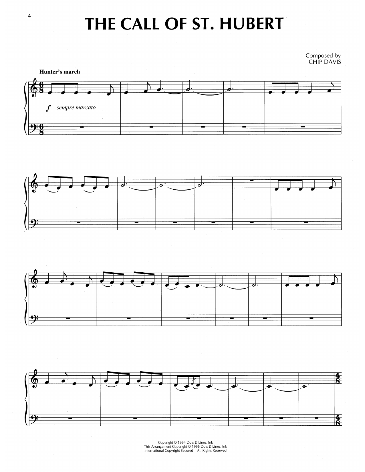 Download Chip Davis The Call Of St. Hubert Sheet Music and learn how to play Piano Solo PDF digital score in minutes