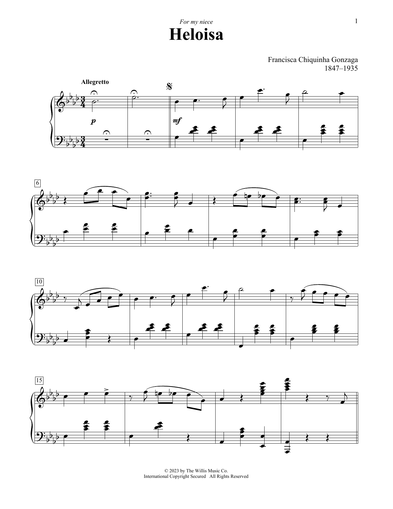 Download Chiquinha Gonzaga Heloisa Sheet Music and learn how to play Educational Piano PDF digital score in minutes