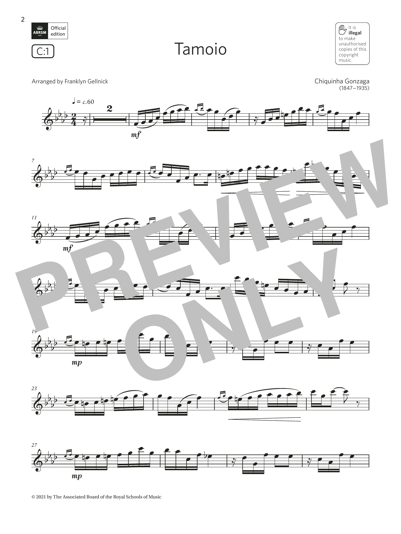 Download Chiquinha Gonzaga Tamoio (Grade 6 List C1 from the ABRSM Clarinet syllabus from 2022) Sheet Music and learn how to play Clarinet Solo PDF digital score in minutes