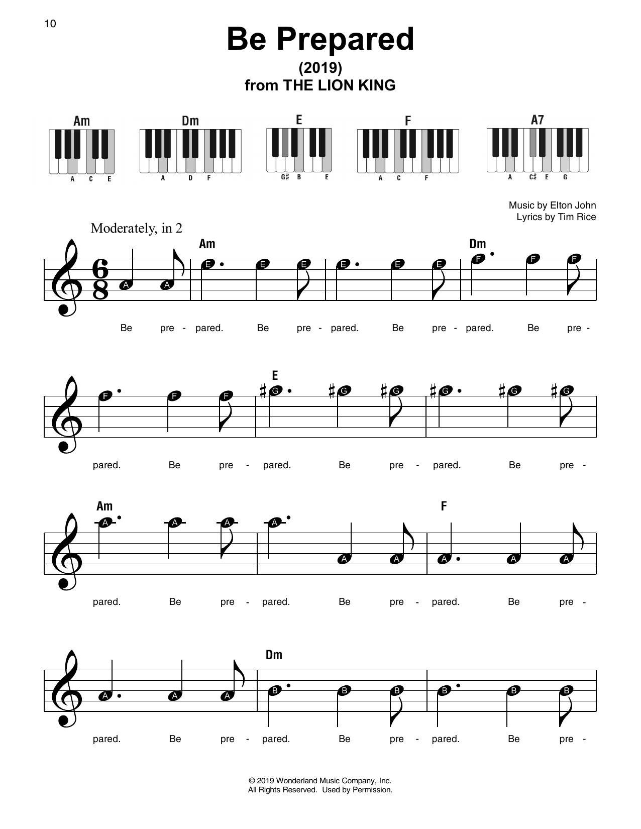 Download Chiwetel Ejiofor Be Prepared (from The Lion King 2019) Sheet Music and learn how to play Super Easy Piano PDF digital score in minutes