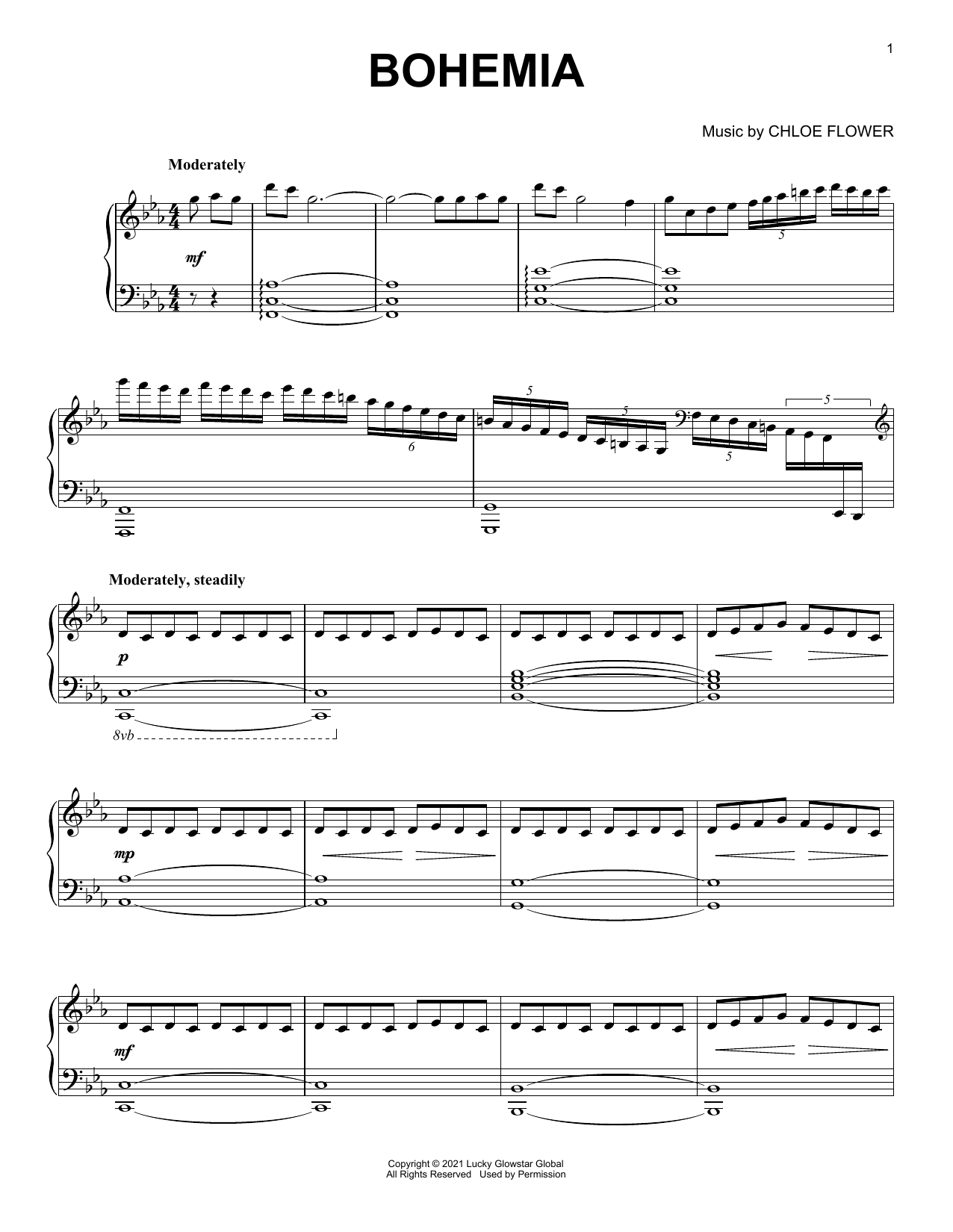 Download Chloe Flower Bohemia Sheet Music and learn how to play Piano Solo PDF digital score in minutes